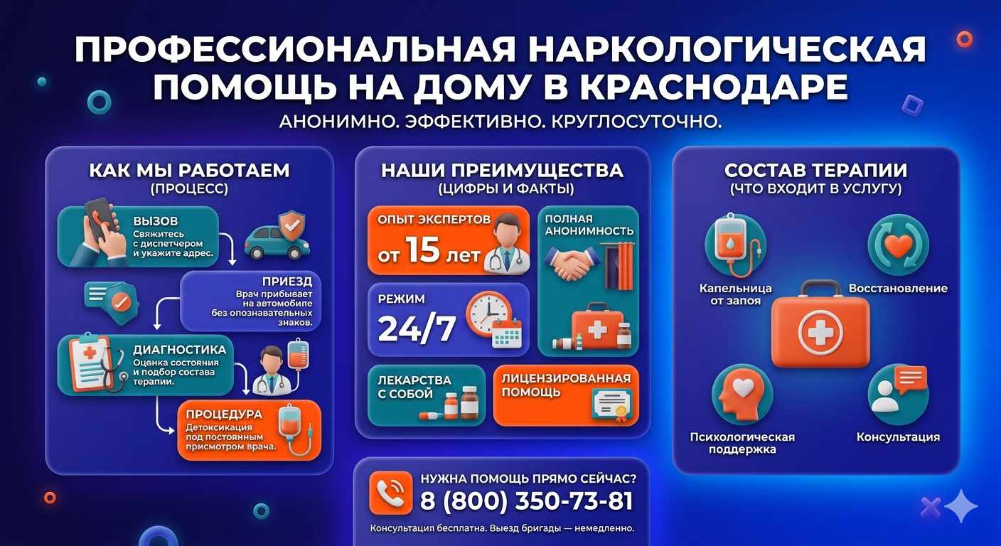 Инфографика о принципах лечения алкоголизма на дому в Ивановском: этапы вызова нарколога, преимущества анонимной детоксикации и состав медицинской помощи.